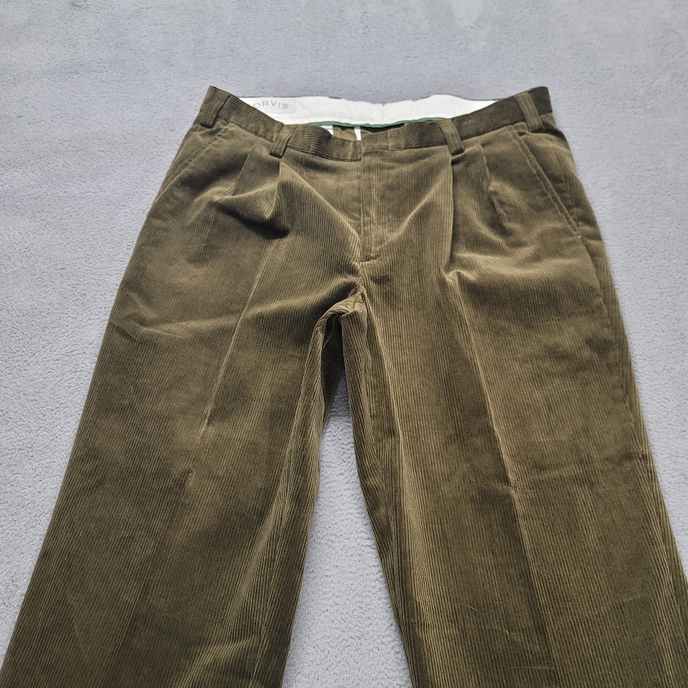 Orvis Corduroy Trousers Mens 38 (37x32) Green Flat Front Brisbane Moss Vintage